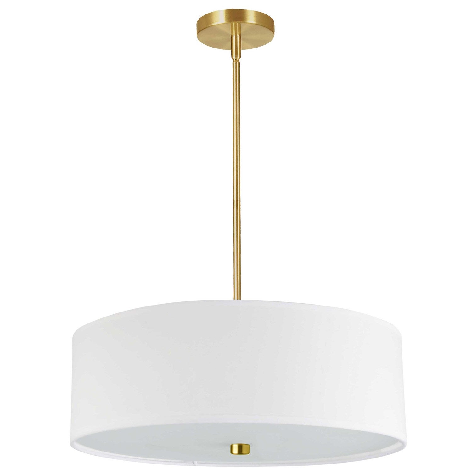 4 Light Incandescent Pendant Aged Brass With White Shade by Dainolite