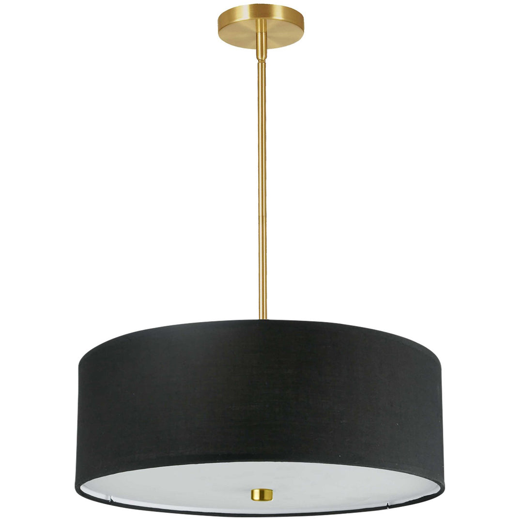 4 Light Incandescent Pendant Aged Brass With Black Shade by Dainolite