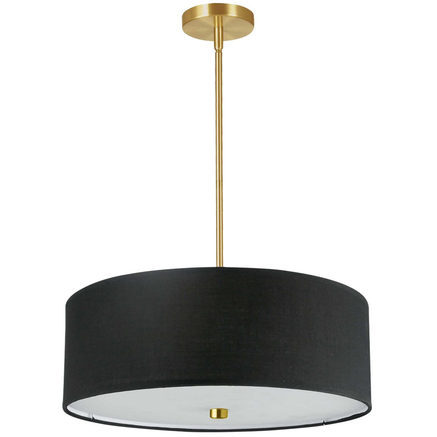 4 Light Incandescent Pendant Aged Brass With Black Shade by Dainolite