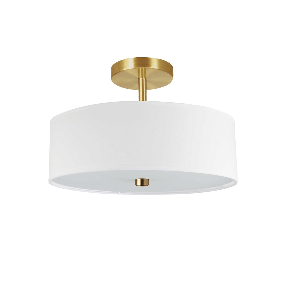 3 Light Incandescent Semi-Flush Mount Aged Brass With White Shade by Dainolite