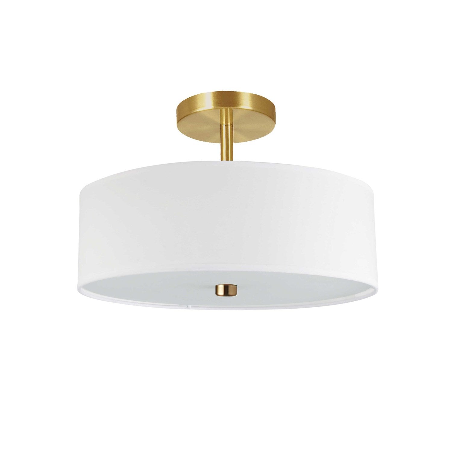 3 Light Incandescent Semi-Flush Mount Aged Brass With White Shade by Dainolite