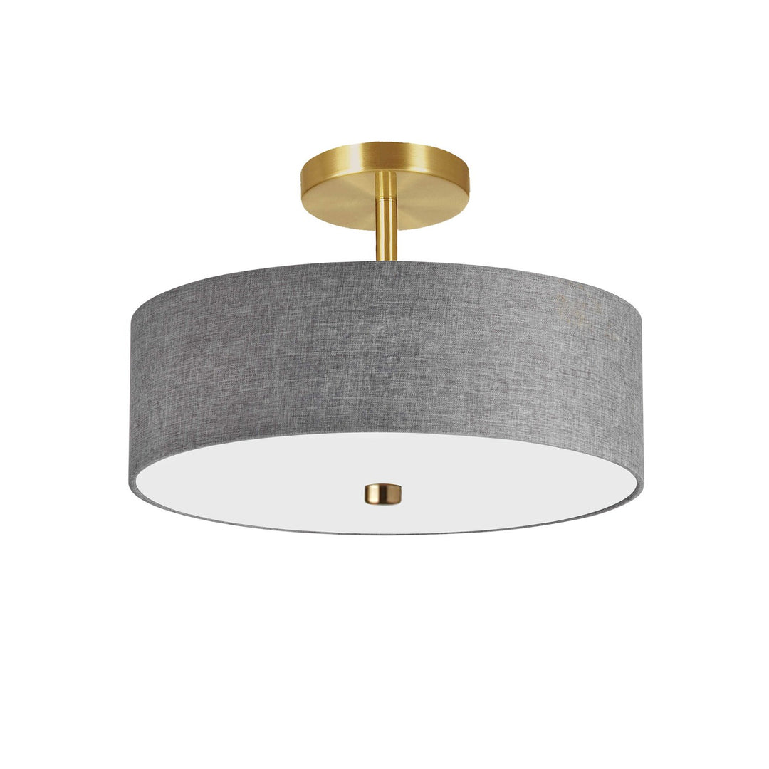 3 Light Incandescent Semi-Flush Mount Aged Brass With Grey Shade by Dainolite