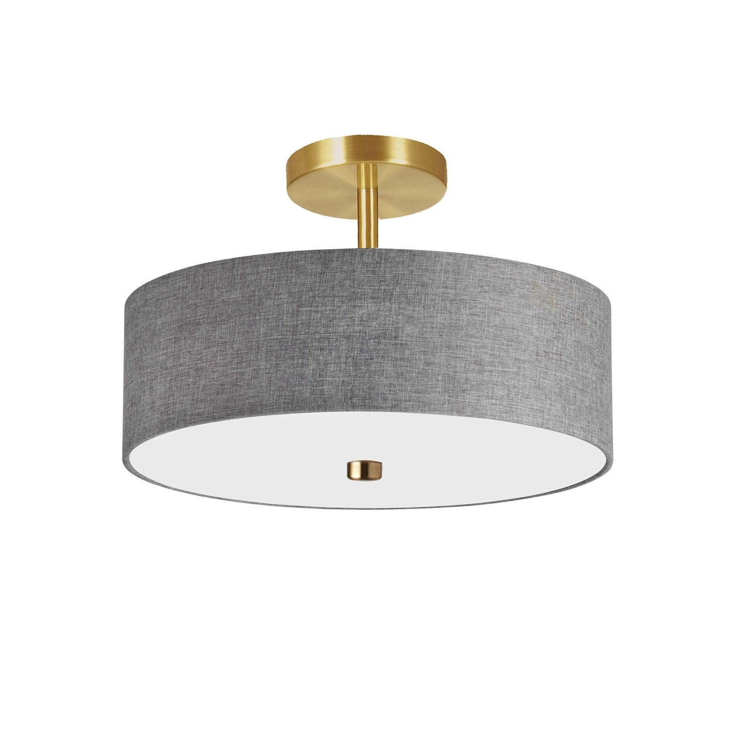 3 Light Incandescent Semi-Flush Mount Aged Brass With Grey Shade by Dainolite