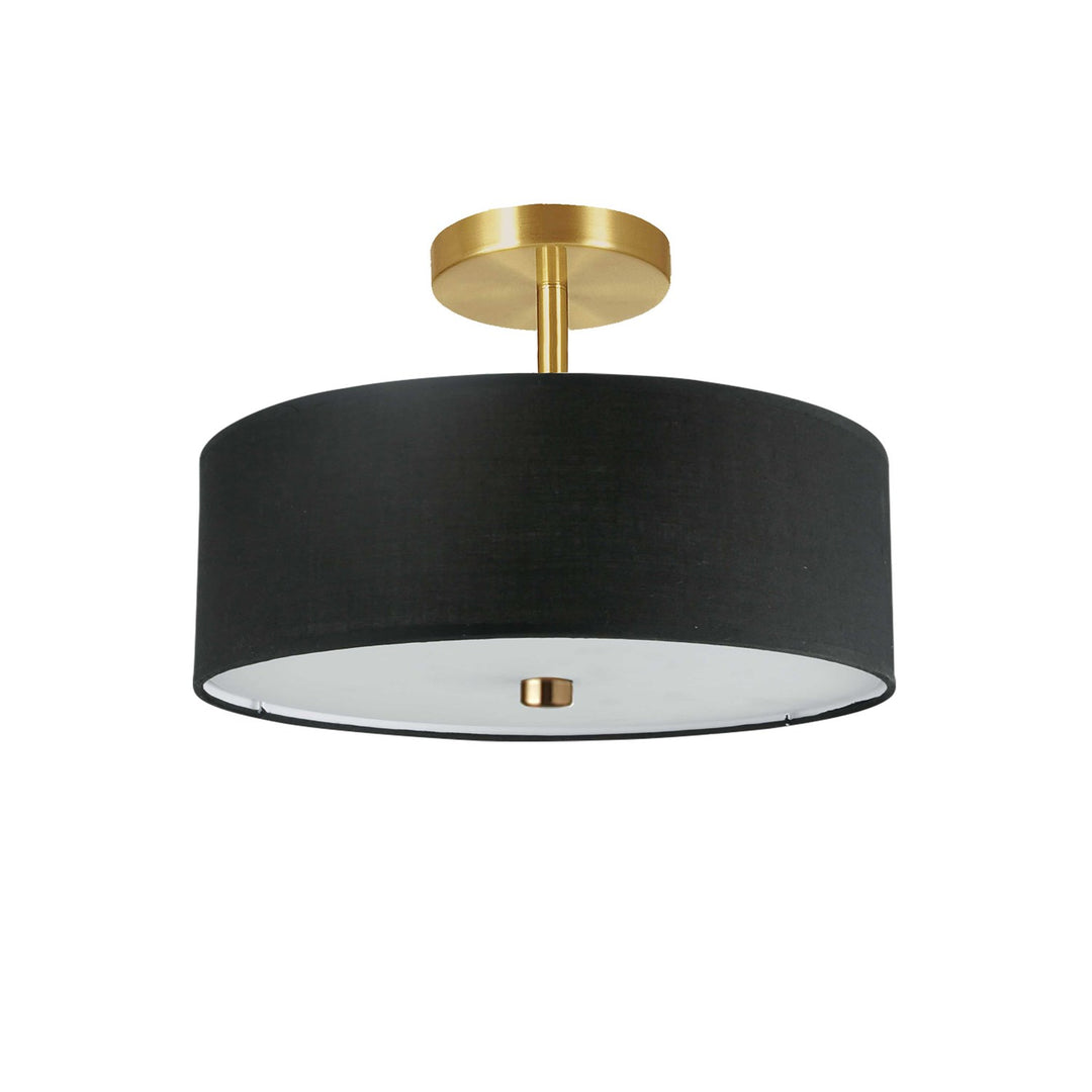 3 Light Incandescent Semi-Flush Mount Aged Brass With Black Shade by Dainolite
