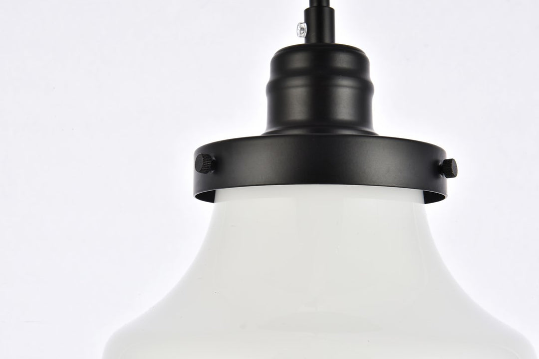Lyle 1 Light Black And Frosted White Glass Plug In Pendant