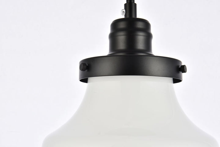 Lyle 1 Light Black And Frosted White Glass Plug In Pendant