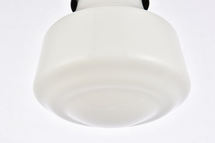 Lyle 1 Light Black And Frosted White Glass Plug In Pendant