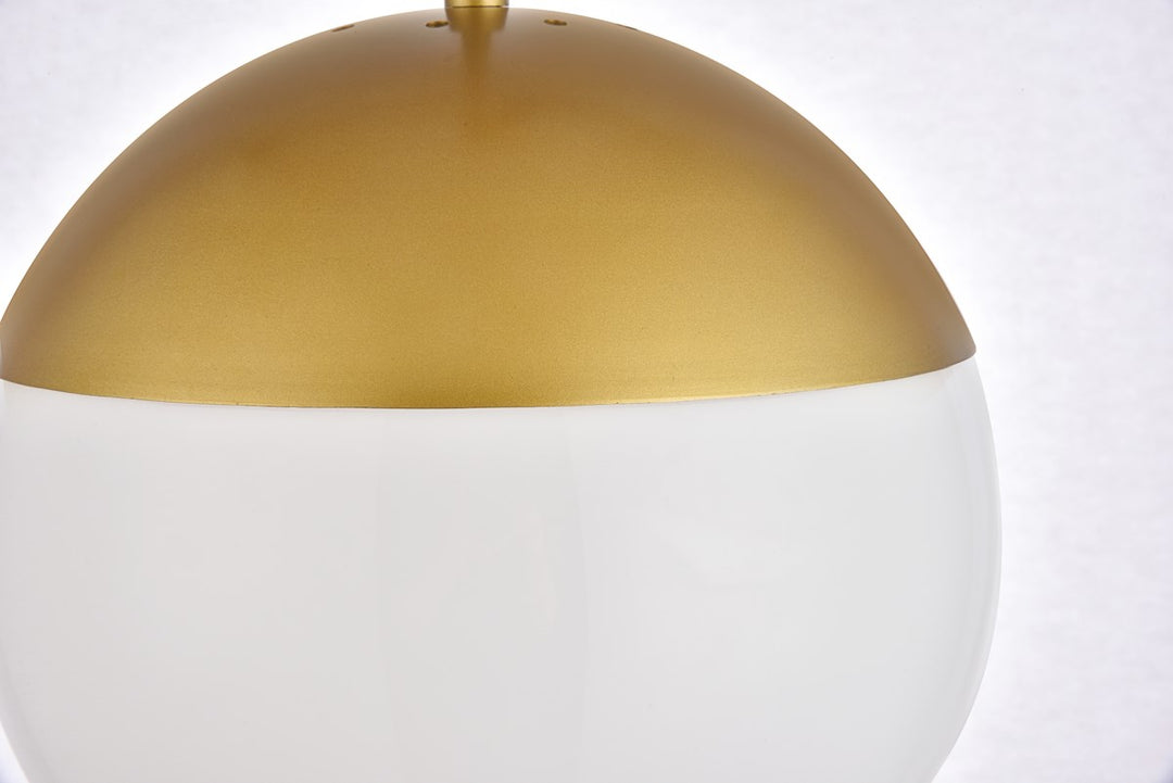 1 Light Brass Plug In Pendant With Frosted White Glass