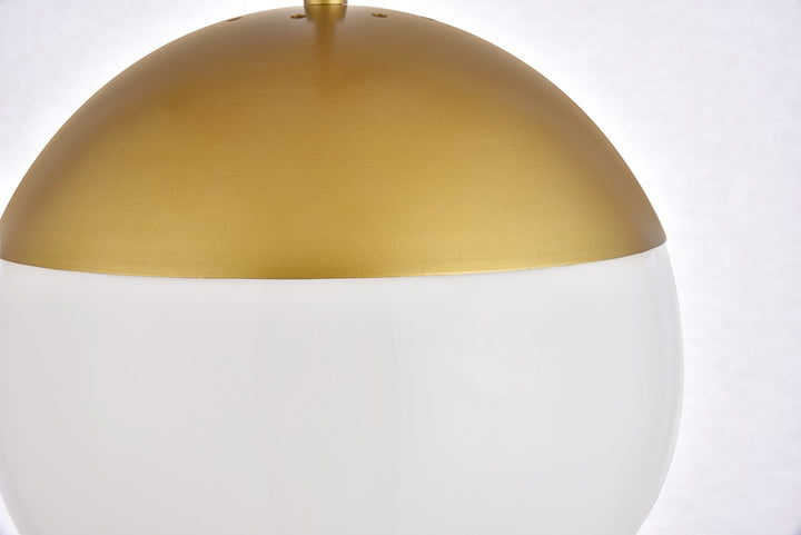 1 Light Brass Plug In Pendant With Frosted White Glass