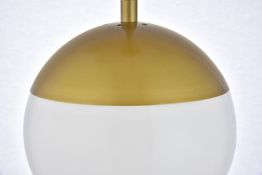 1 Light Brass Plug In Pendant With Frosted White Glass