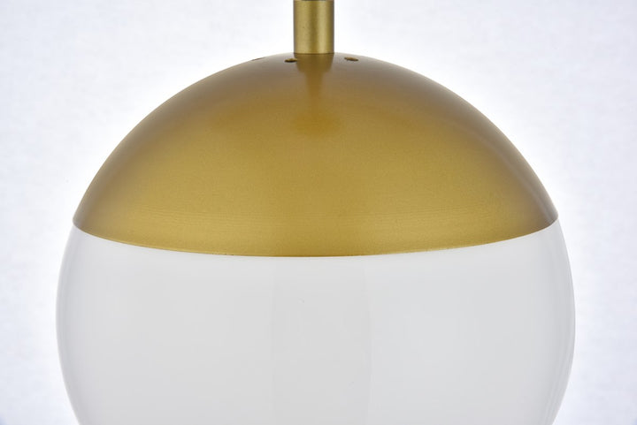 1 Light Brass Plug In Pendant With Frosted White Glass