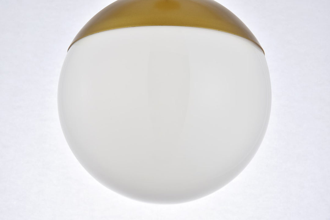 1 Light Brass Plug In Pendant With Frosted White Glass