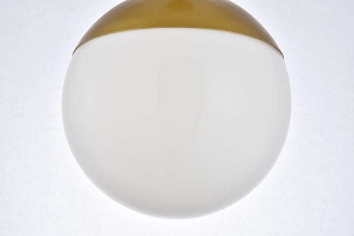 1 Light Brass Plug In Pendant With Frosted White Glass