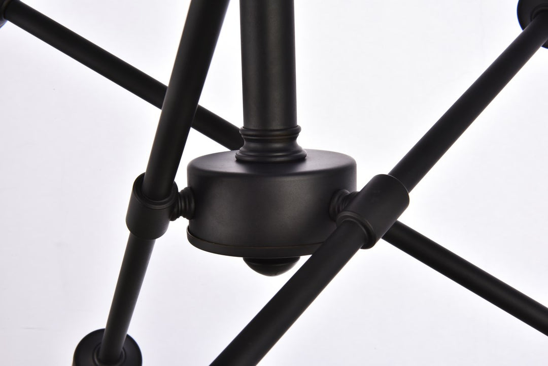 6 Lights Black Pendant With Hanging Rod