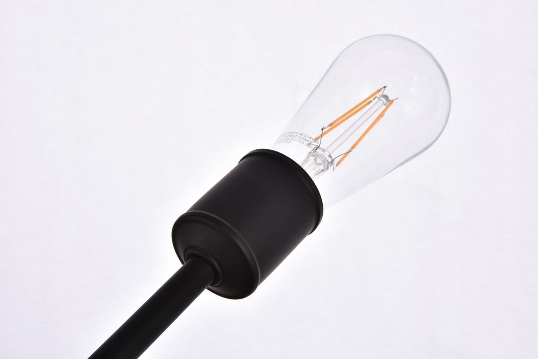 6 Lights Black Pendant With Hanging Rod