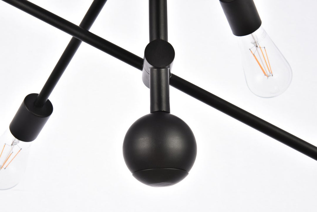 6 Lights Black Pendant With Chain