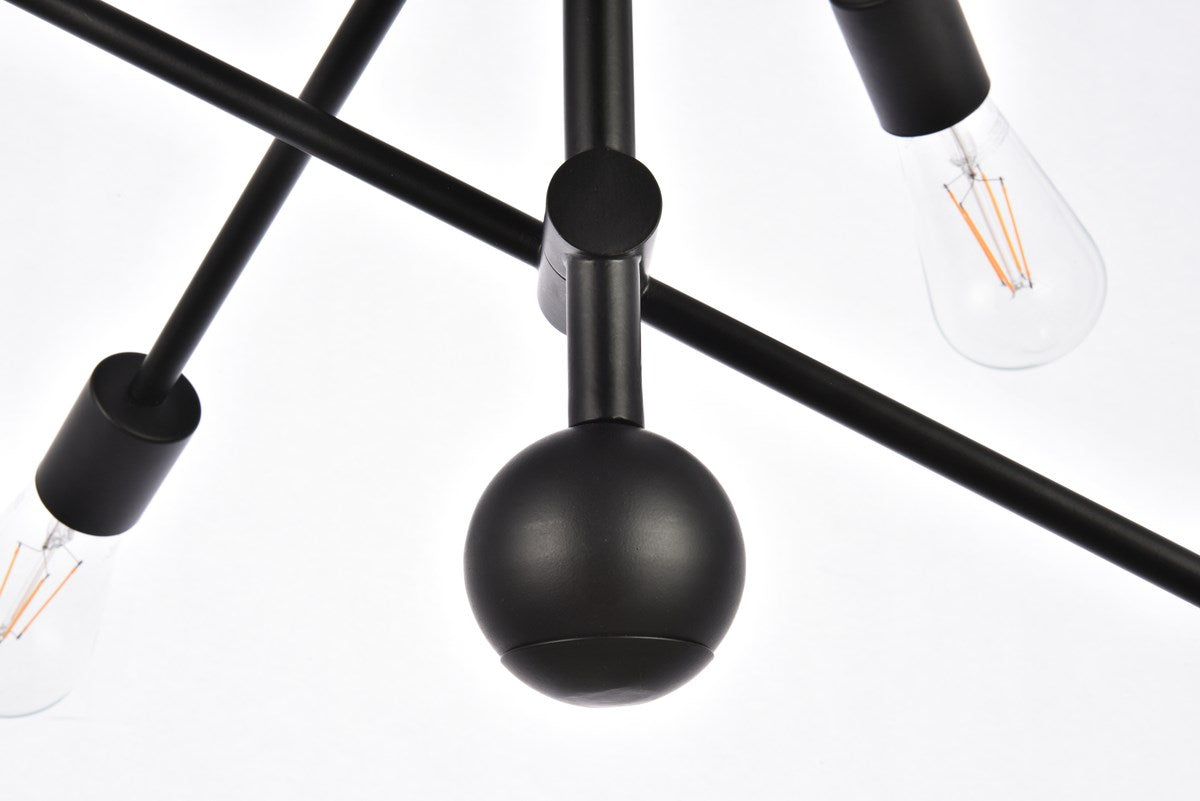 6 Lights Black Pendant With Chain