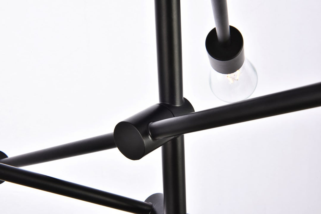 6 Lights Black Pendant With Chain