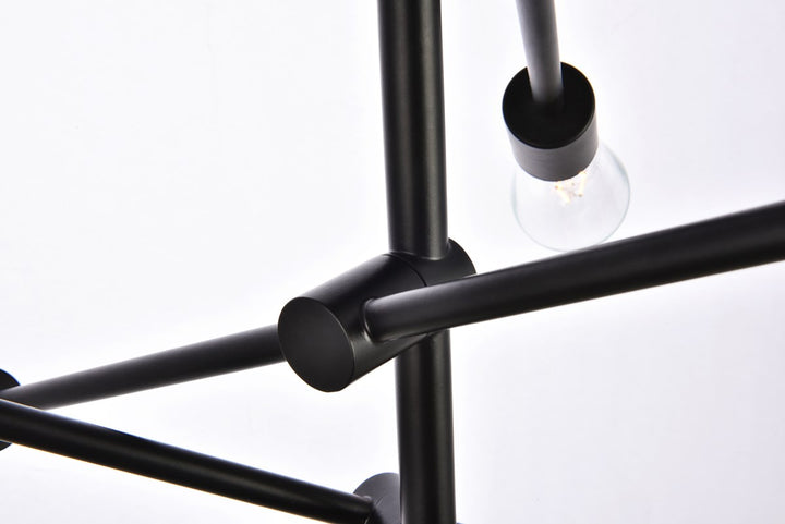 6 Lights Black Pendant With Chain