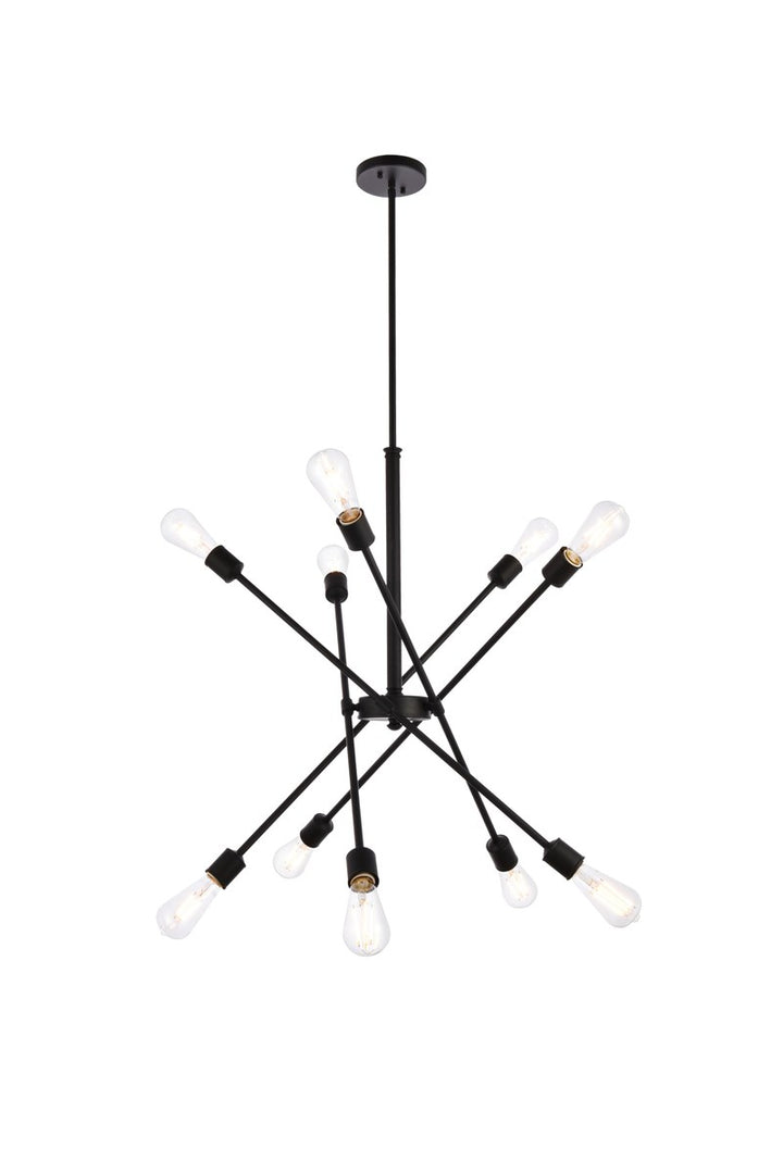 10 Lights Black Pendant With Hanging Rod by Living District