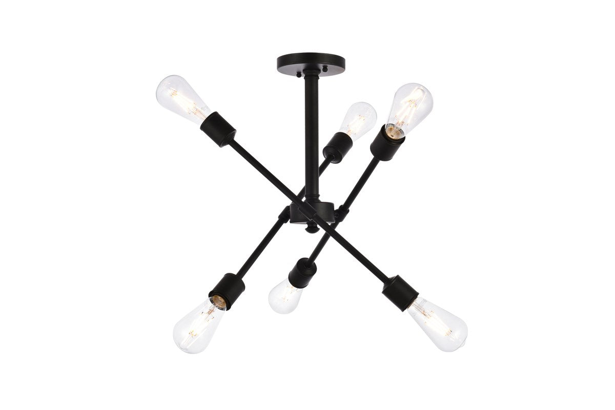 6 Lights Black Flushmount by Living District