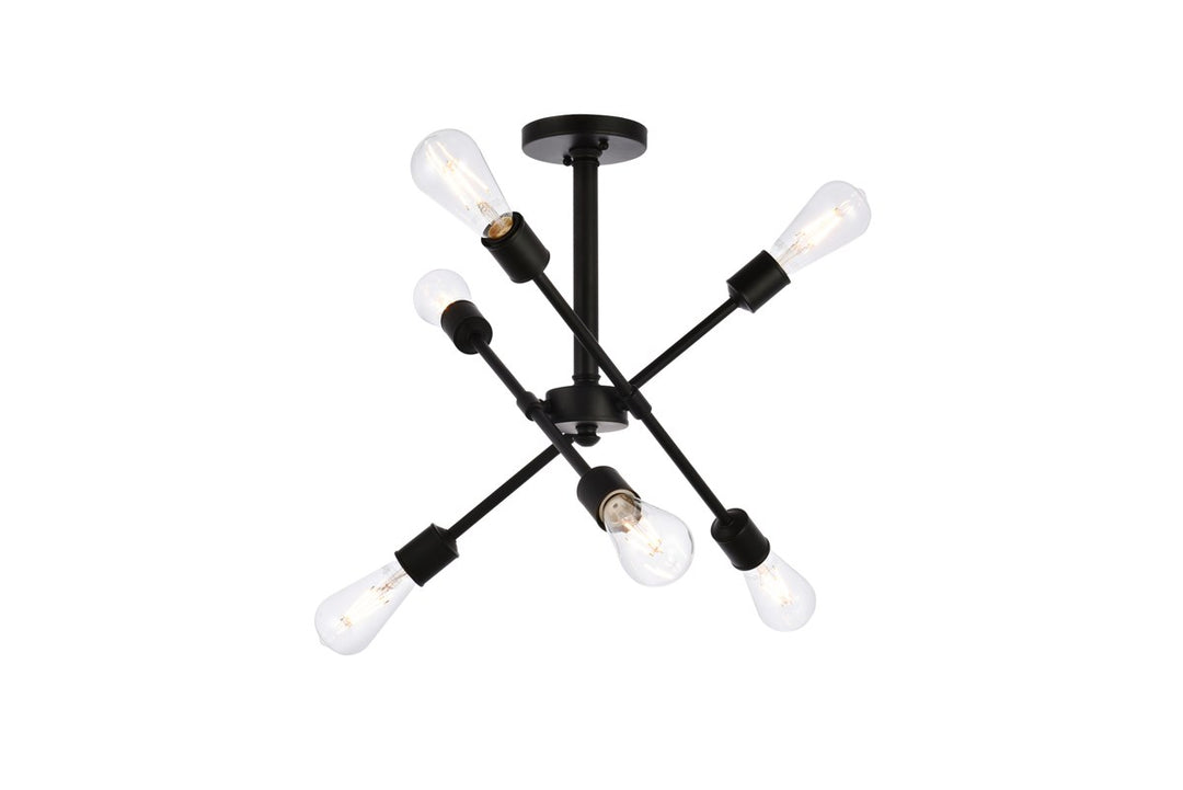 6 Lights Black Flushmount
