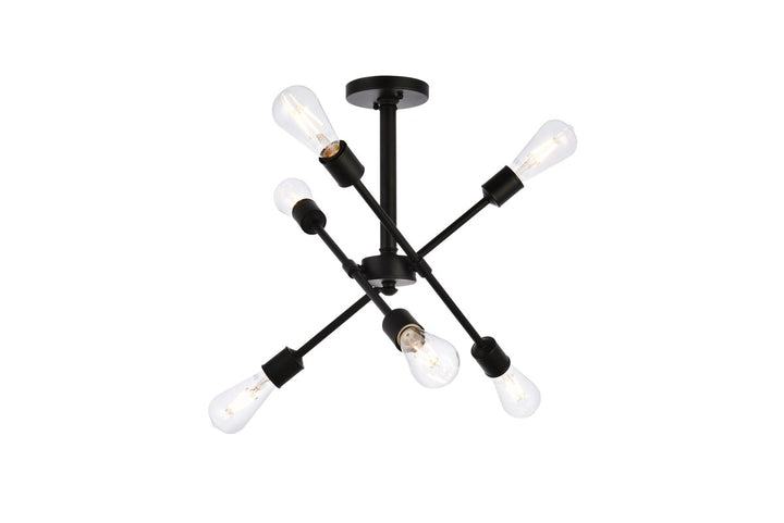 6 Lights Black Flushmount