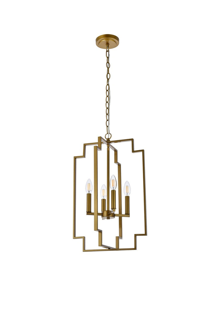 4 Lights Pendant In Brass