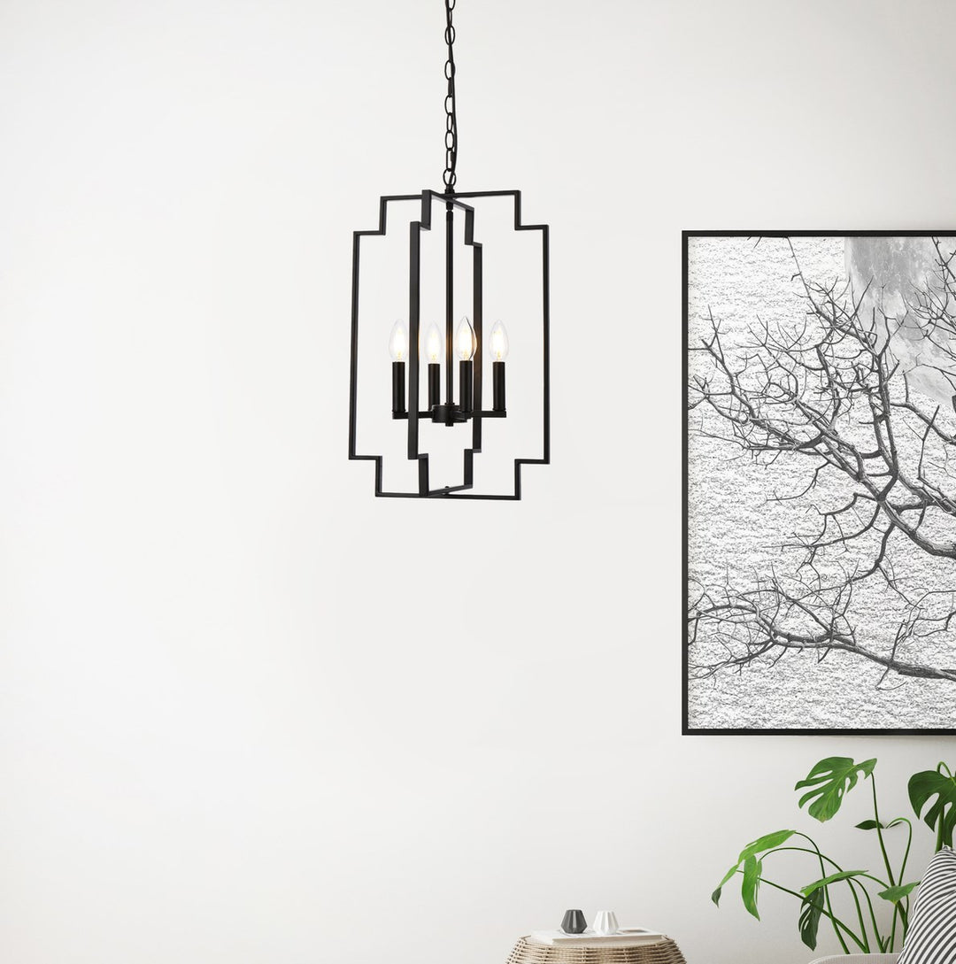 4 Lights Pendant In Black