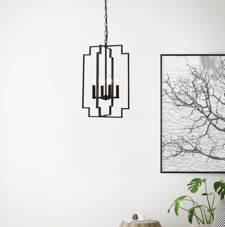 4 Lights Pendant In Black