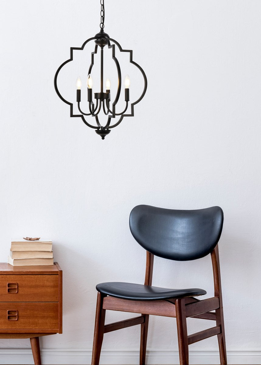 4 Lights Pendant In Black