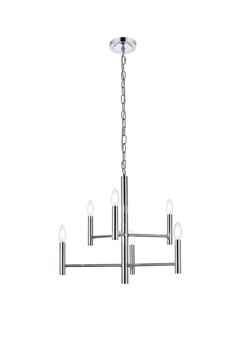 6 Lights Pendant In Chrome by Living District