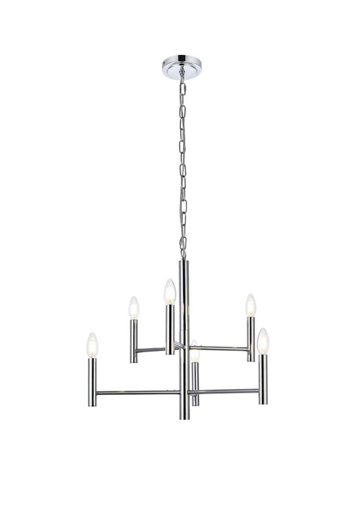 6 Lights Pendant In Chrome by Living District