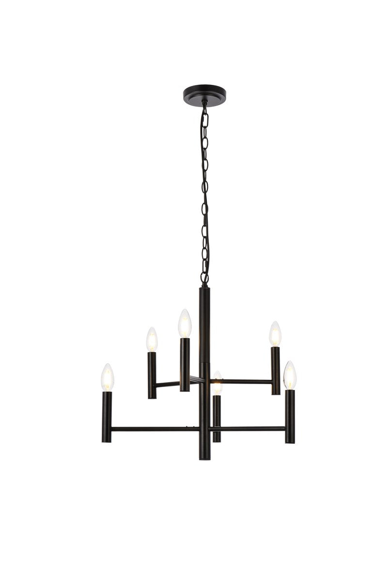 6 Lights Pendant In Black by Living District