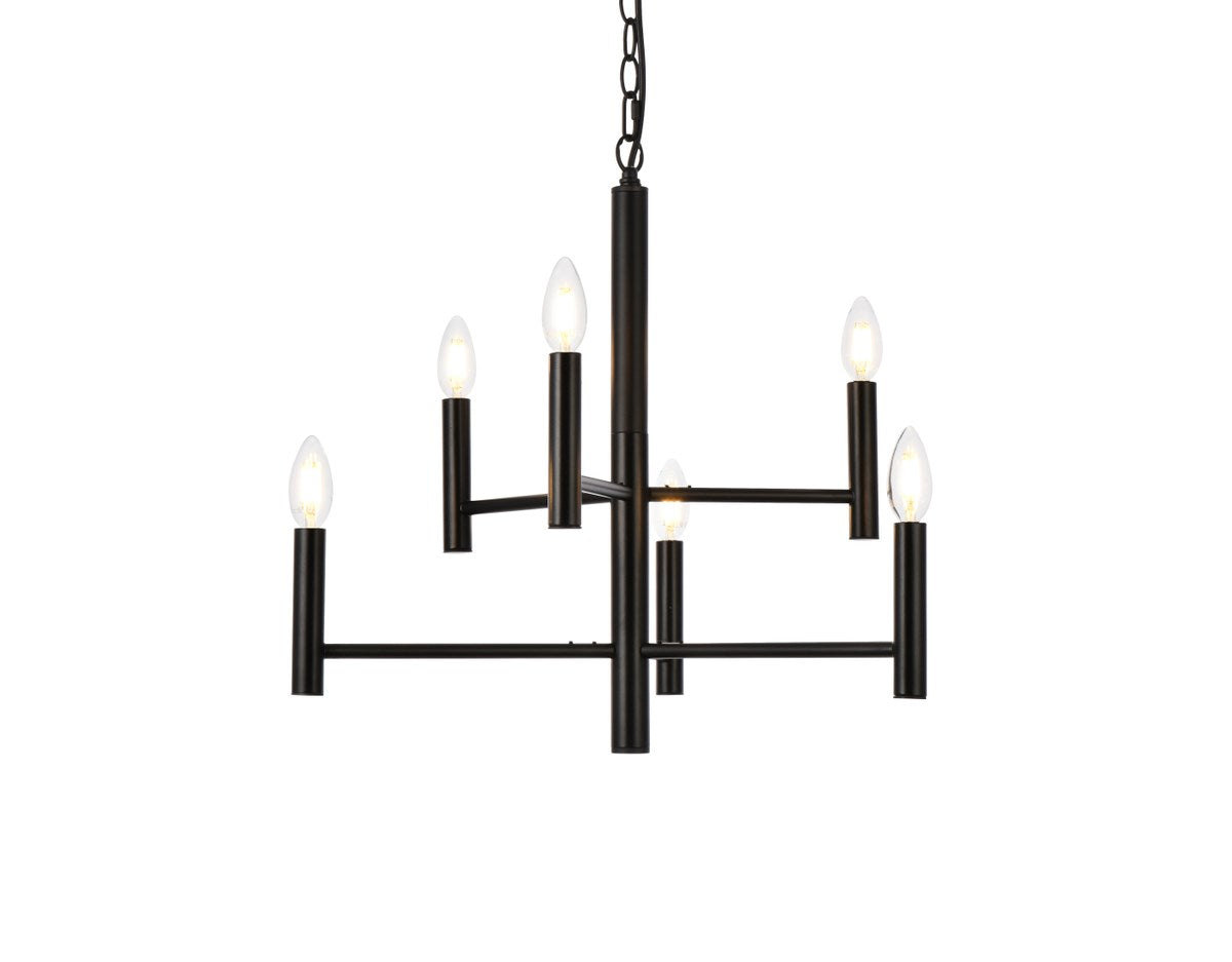 6 Lights Pendant In Black