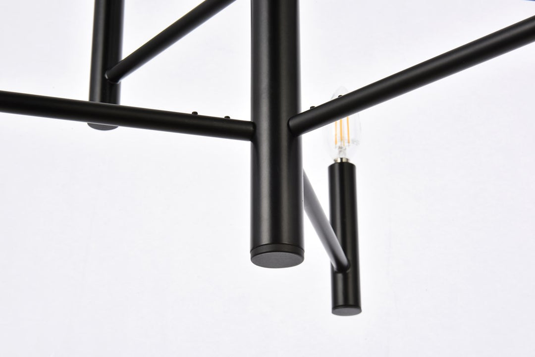 6 Lights Pendant In Black