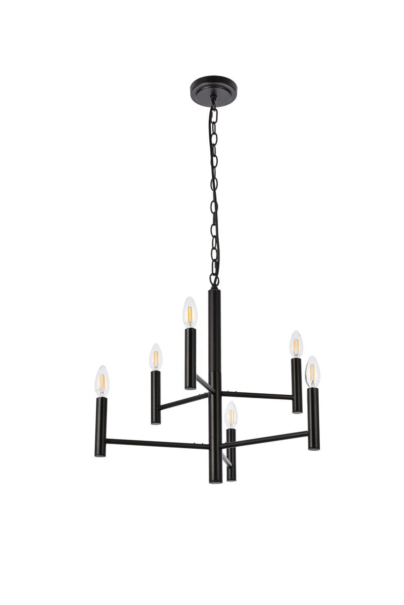 6 Lights Pendant In Black