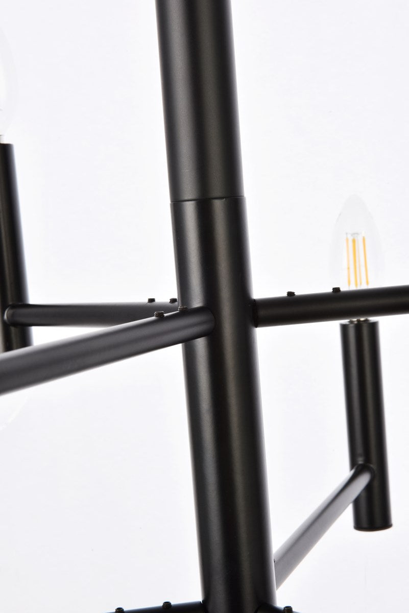 6 Lights Pendant In Black