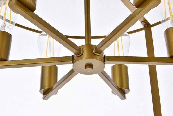 6 Lights Pendant In Brass