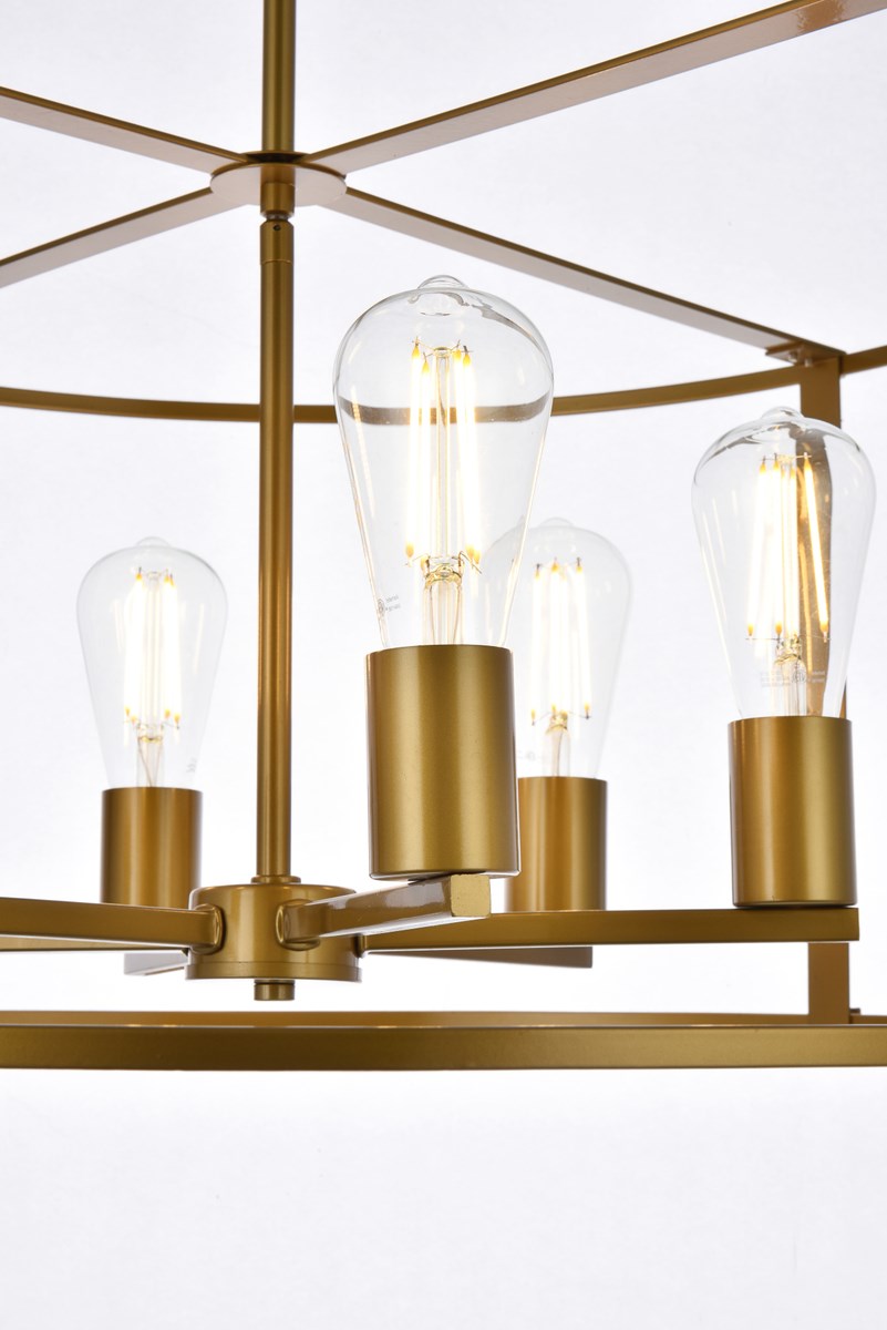6 Lights Pendant In Brass