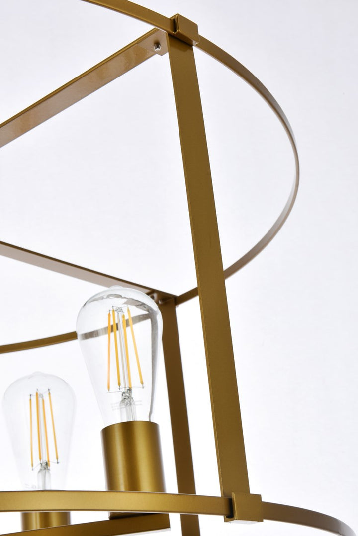 6 Lights Pendant In Brass