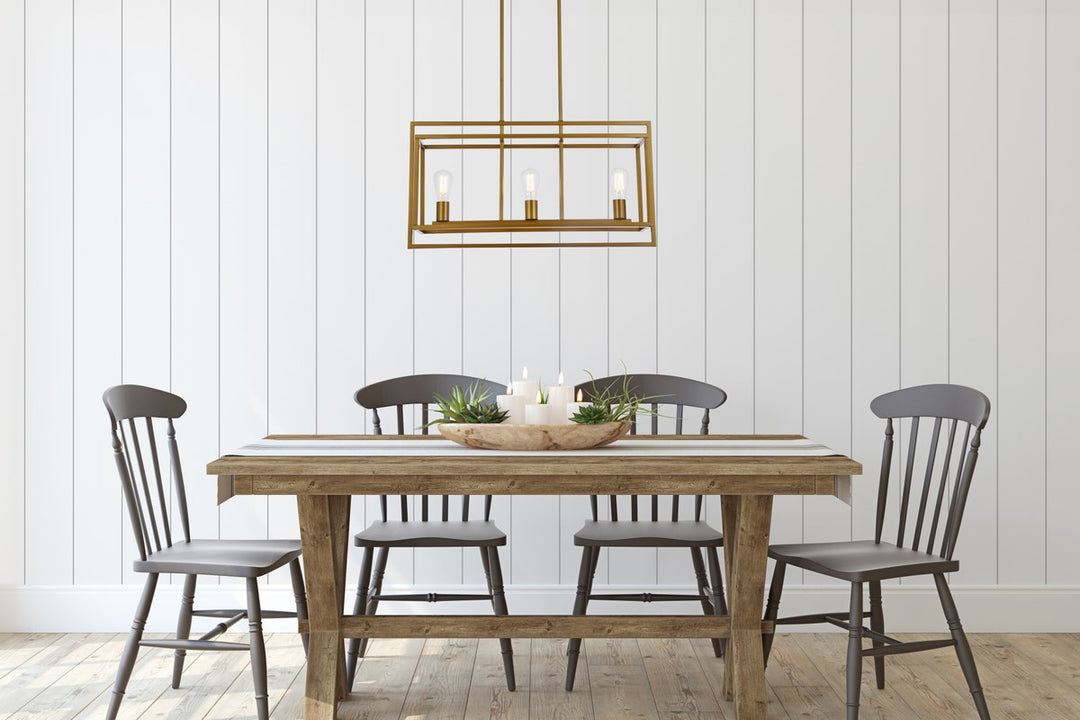 3 Lights Pendant In Brass
