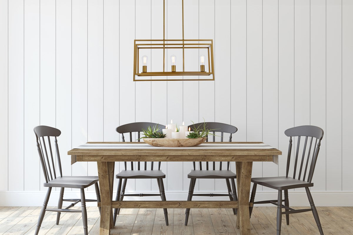 3 Lights Pendant In Brass