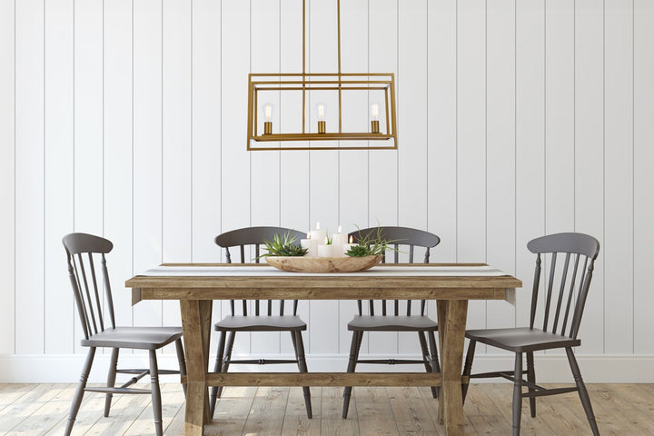 3 Lights Pendant In Brass