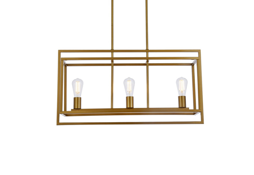 3 Lights Pendant In Brass
