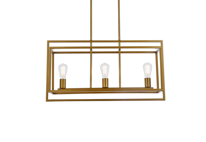 3 Lights Pendant In Brass