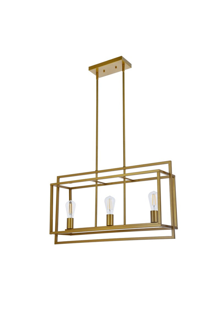 3 Lights Pendant In Brass