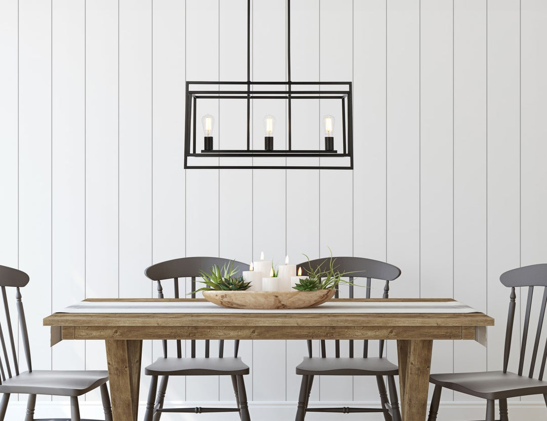 3 Lights Pendant In Black