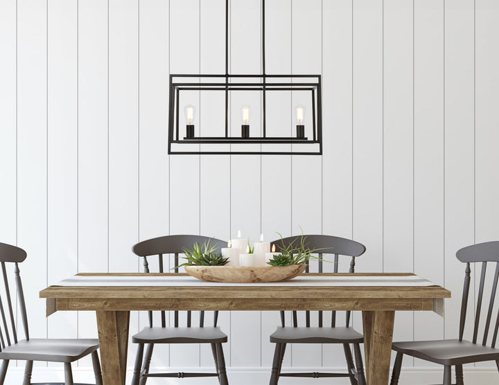 3 Lights Pendant In Black