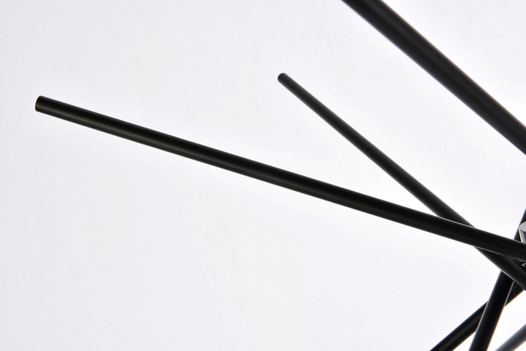6 Lights Pendant In Black With Brass